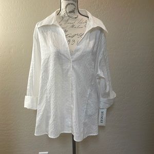 Havre’ be’nard white cotton button down blouse size 3X